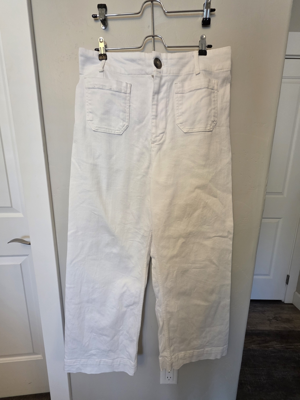 Anthropologie White High-Rise Wide-Leg Cropped Jeans